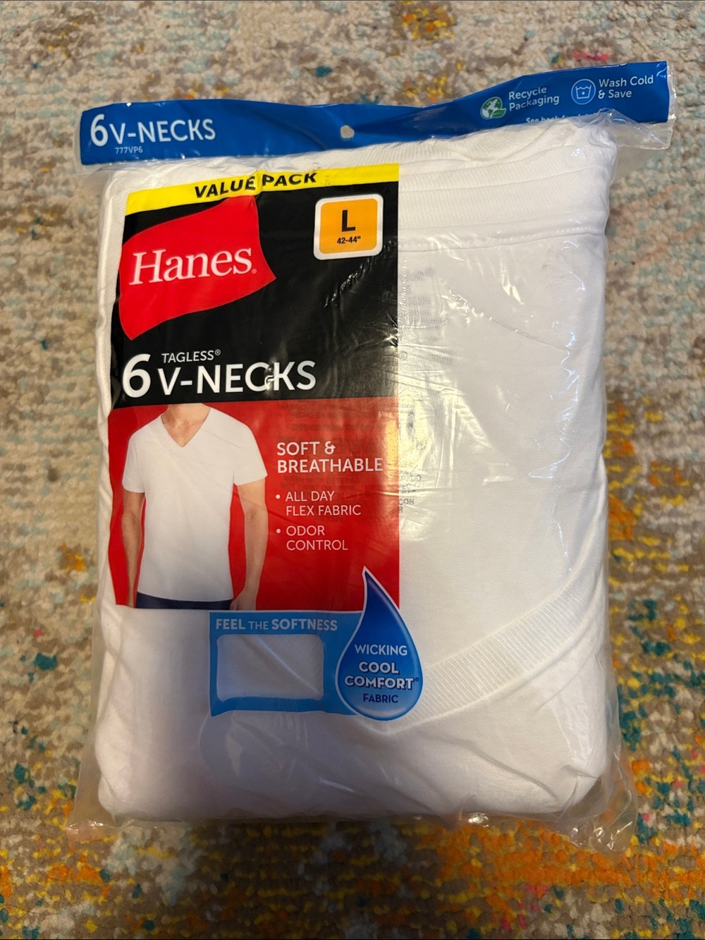 Hanes 6-Pack White V-Neck Tagless T-Shirts